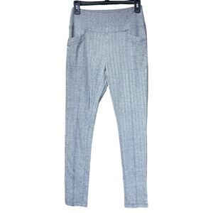 Womens Herringbone Tweed Skinny Pants Stretch High Rise Gray S